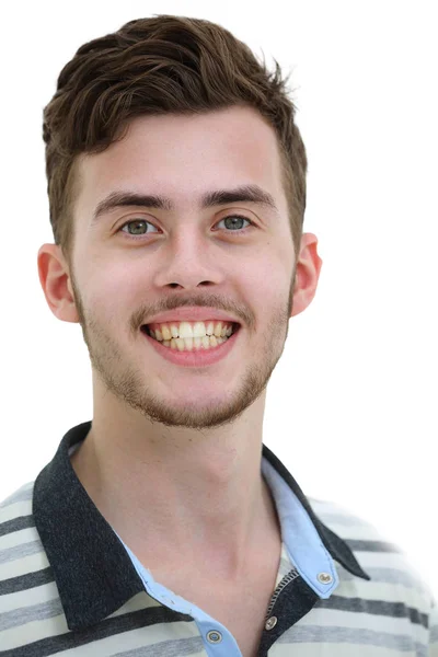 Close-up portret van aantrekkelijke jonge man op witte achtergrond — Stockfoto