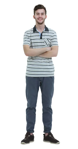 Young freelancer is smiling isolated on white background — Stock Photo, Image
