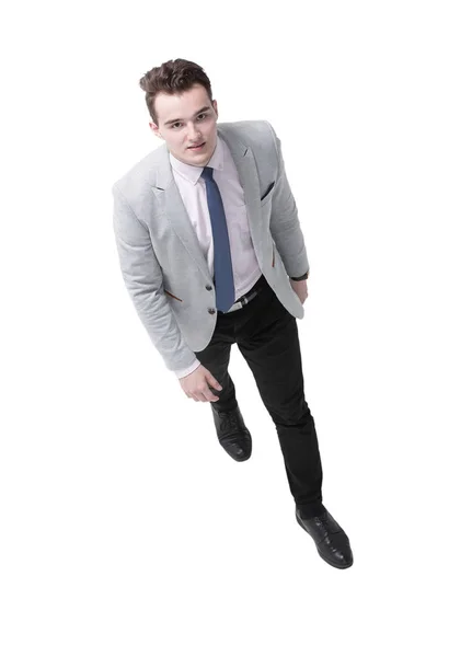 Confident businessman goes forward. view from the top — Stock Photo, Image