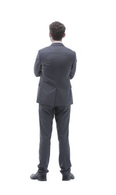 Dikiz, ayakta ve ileriye dönük bir işadamı tam uzunlukta.