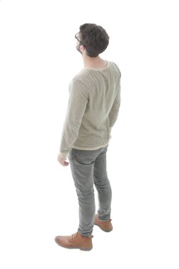 modern genç adam güvenle ileri görünüyor. Fotoğrafta tam uzunlukta