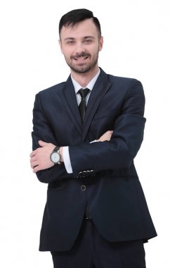 Takım elbiseli kendinden emin bir iş adamının portresi.