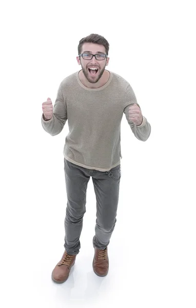 Joven muy feliz. Retrato en pleno crecimiento . — Foto de Stock