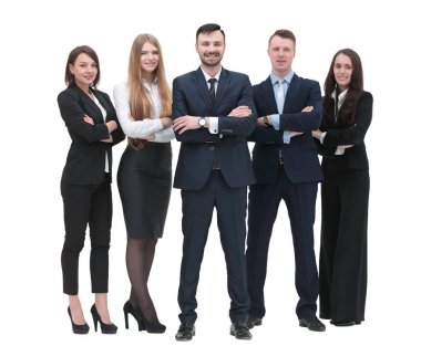 Tamamen büyümüş bir portre. Genç iş adamlarından oluşan takım