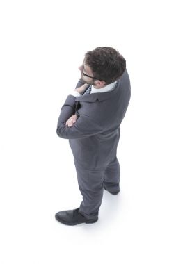 Kendine güvenen iş adamı. Üstten Görünüm ve yan görünüm.