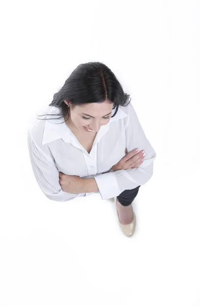 View from above. young business woman looking at camera. — Stock Photo, Image