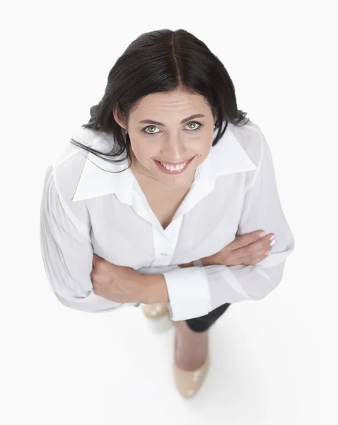 View from above. young business woman looking at camera. — Stock Photo, Image