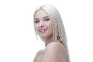 Sarı saçları ve her gün mak ile güzel bir genç kadının yüzü