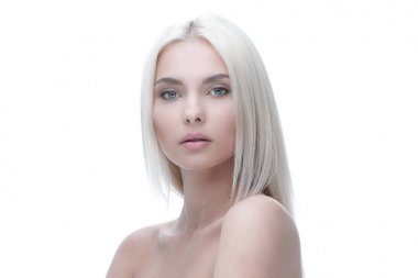 Sarı saçları ve her gün mak ile güzel bir genç kadının yüzü