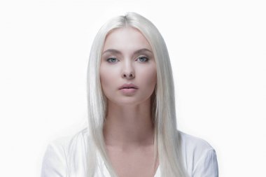 Sarışın düz saç ve dayt güzel bir kadınla Close-Up