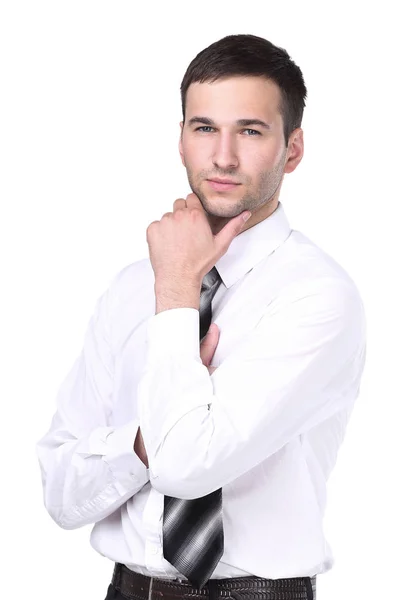 Retrato de um homem de negócios bonito isolado em branco . — Fotografia de Stock