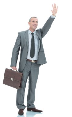 Takım ayakta gülümseyen mutlu olgun adam