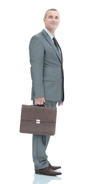 Happy mature man in suit smiling while standing — Stock Photo, Image