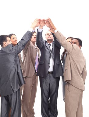 Eller birlikte kadar yükselterek başarılı iş takım