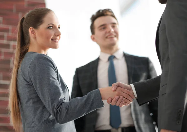 Geschäftsidee .handshake Finanzpartner. — Stockfoto