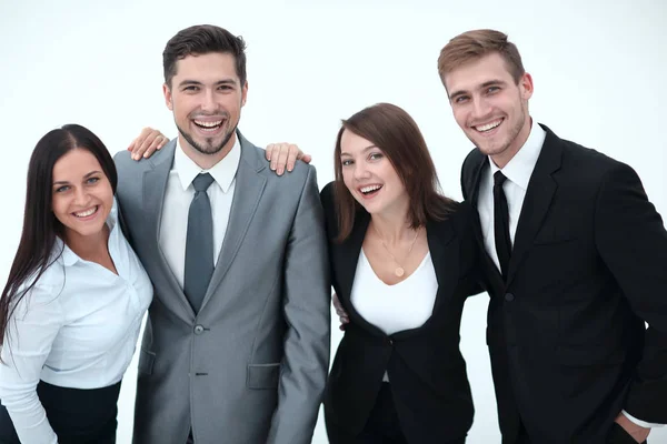 Gelukkig business team.isolated op een witte achtergrond. — Stockfoto