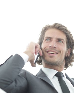 başarılı iş adamı Smartphone'da konuşuyor