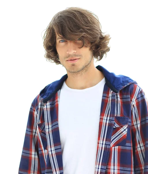 Stijlvolle man in een plaid shirt. — Stockfoto