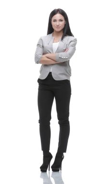 Tam büyüme modern bir genç kadının portresi. Meslek ve kariyer kavramı.