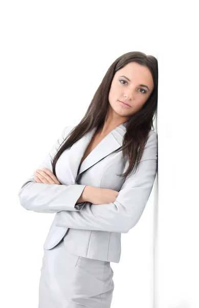 Sorridente donna d'affari, isolata su sfondo bianco — Foto Stock