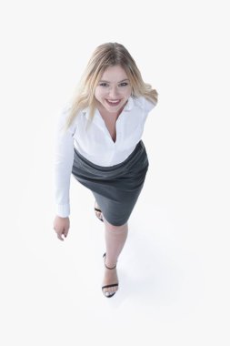 En iyi iyigörünümlü modern genç iş kadını görünümünden gider