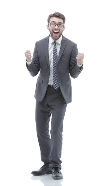 Hombre de negocios feliz y exitoso. foto en pleno crecimiento . — Foto de Stock