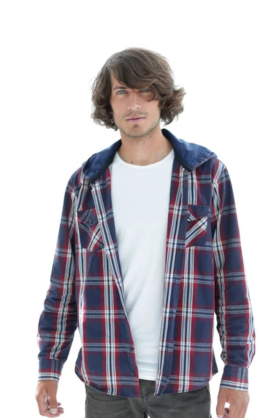 Stylish guy in a plaid shirt. — Stock Photo, Image
