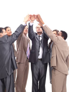 Eller birlikte kadar yükselterek başarılı iş takım
