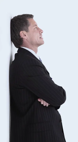 Side view of serious business man on white background. — Stock Photo, Image