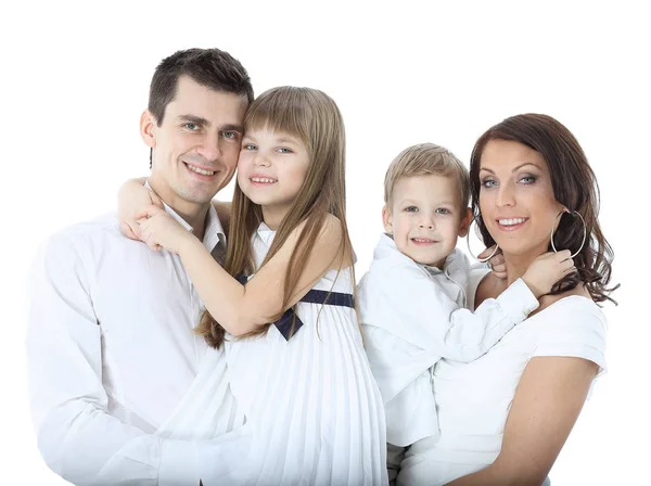 Vacker lycklig familj - isolerad över en vit bakgrund — Stockfoto