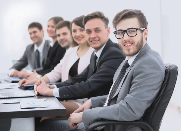 Businessman and business team at the workplace — Stock Photo, Image