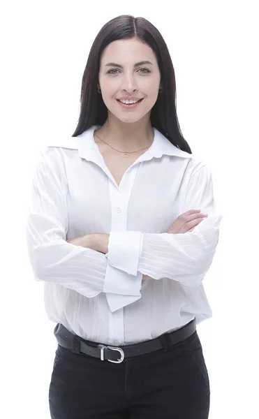 Moderna joven mujer de negocios en blusa blanca . — Foto de Stock