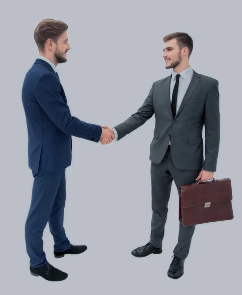 Avvocato stringere la mano con il cliente che lo accoglie alla riunione — Foto Stock