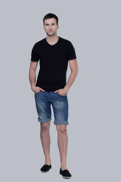 Teljes test elszigetelt fehér background fiatalember portréja — Stock Fotó