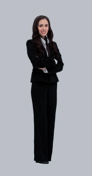 Jovem mulher de negócios feliz, isolado em branco — Fotografia de Stock