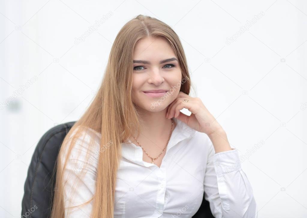 closeup. woman - young employee of the company