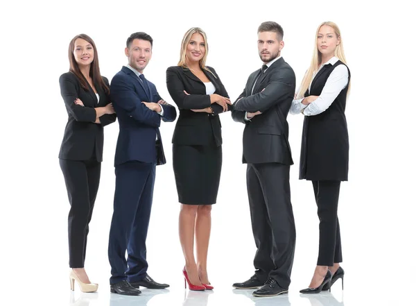 Retrato completo de grupo de empresários, isolado em branco . — Fotografia de Stock