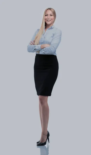 Successful business woman with arms crossed - isolated over whit — Stock Photo, Image