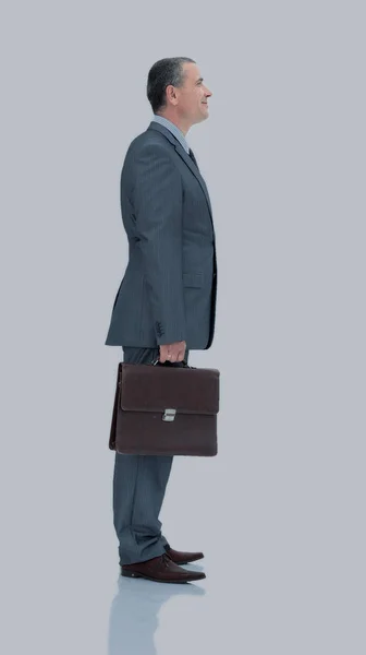 Abogado calificado en un traje de negocios con maletín aislado en —  Fotos de Stock