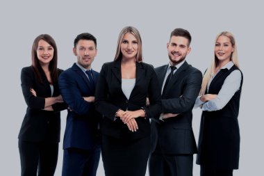 Beyaz arka plan üzerinde izole başarılı busines takım