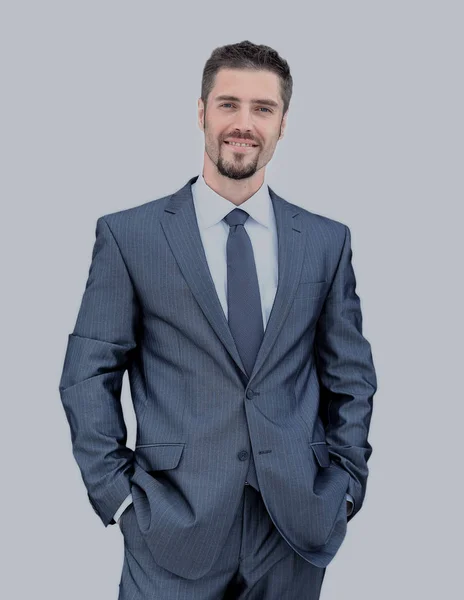 Un hombre de negocios sonriente. Aislado sobre fondo blanco — Foto de Stock