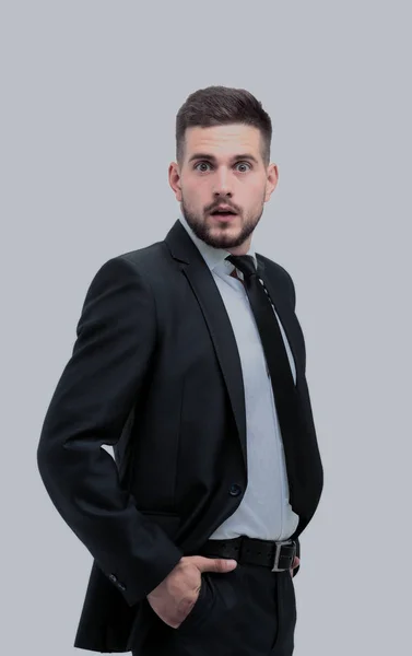 Close up portrait of successful thoughtful business man on white — Stock Photo, Image