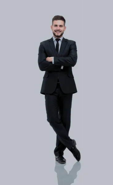 Handsome businessman standing  isolated on white background — Stock Photo, Image