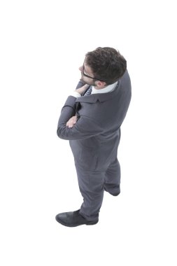 Kendine güvenen iş adamı. Üstten Görünüm ve yan görünüm.