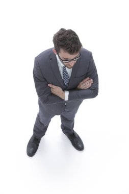 Ciddi bir işadamı portresi. Yukarıdan görüntülemek