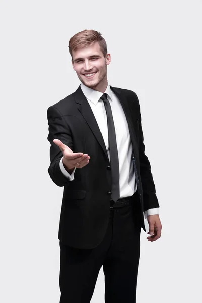 Успішний бізнесмен тримає руку за рукостискання . — стокове фото