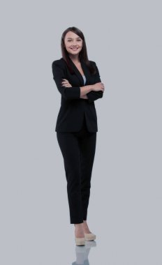 başarılı bir iş kadını silah ile geçti - whit üzerinde izole