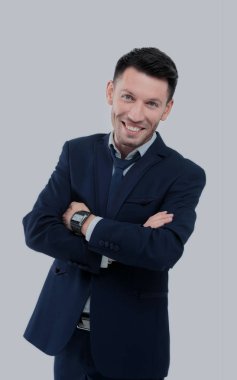 Beyaz izole yakışıklı genç iş adamı