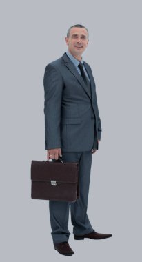 tam büyüme, gri busi başarılı bir işadamı portresi