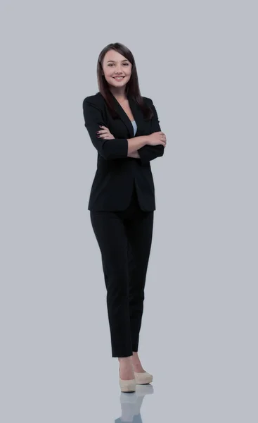 Framgångsrik affärskvinna med armar korsade - isolerade över whit — Stockfoto